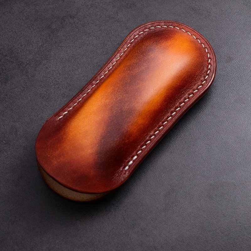Cans handmade handmade custom made Italian hand-dyed vegetable tanned leather real cowhide blues ten-hole harmonica cover - Other - Genuine Leather Brown