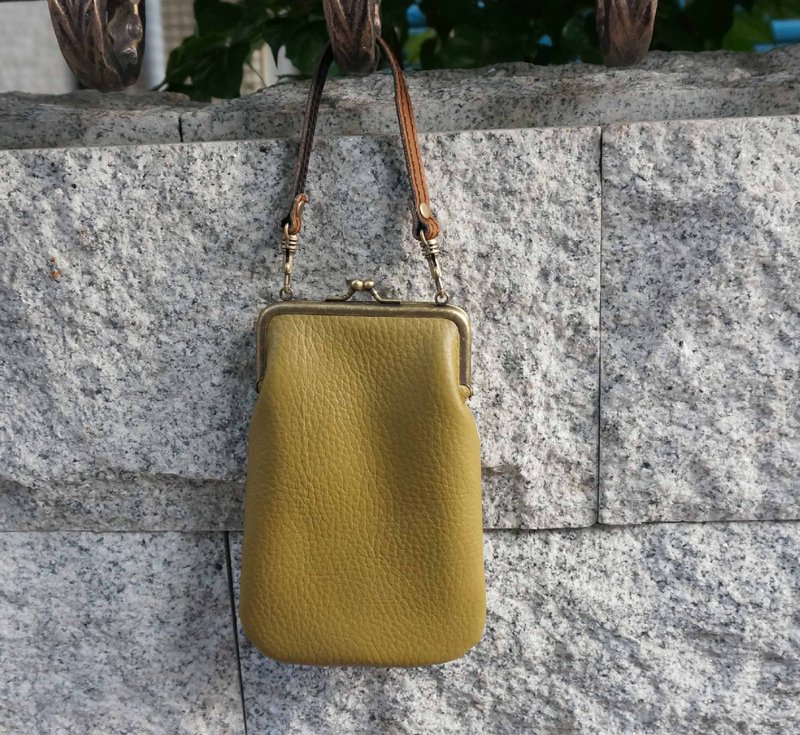 Sienna leather retro small mouth gold (grapefruit green) - อื่นๆ - หนังแท้ สีเขียว