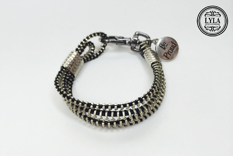 Silver multi-layered chain tooth bracelet - Bracelets - Other Metals Black