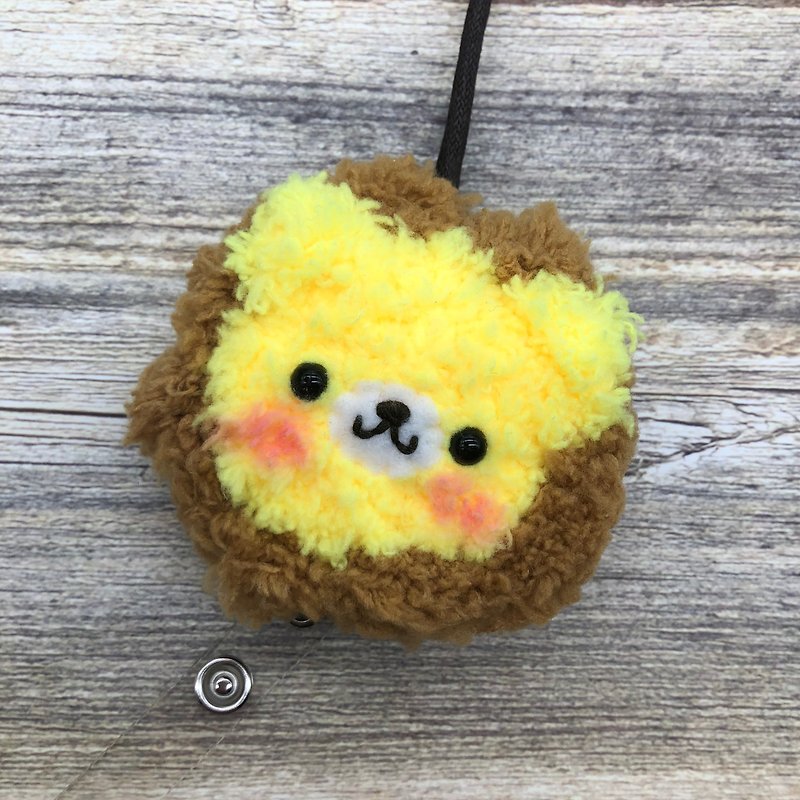Lion-retractable identification card ticket folder card sleeve card clip wool knitting small object document set work card - ID & Badge Holders - Other Materials Yellow