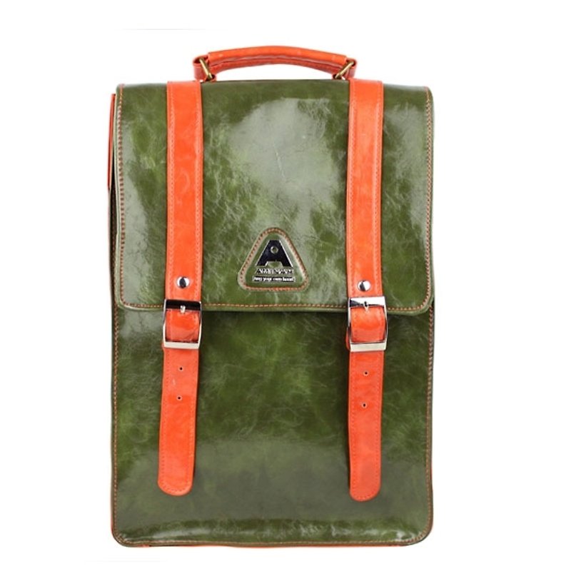 AMINAH-Green Little Era Portable/Shoulder/Back【am-0261】 - Backpacks - Faux Leather Green
