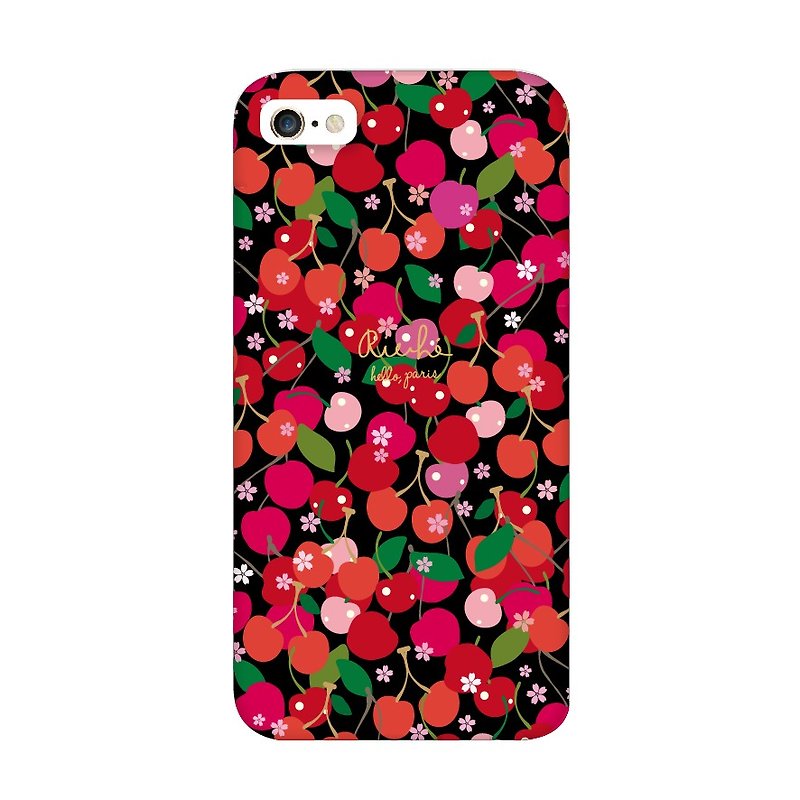 Cherry black cocoa phone shell - Phone Cases - Other Materials Black
