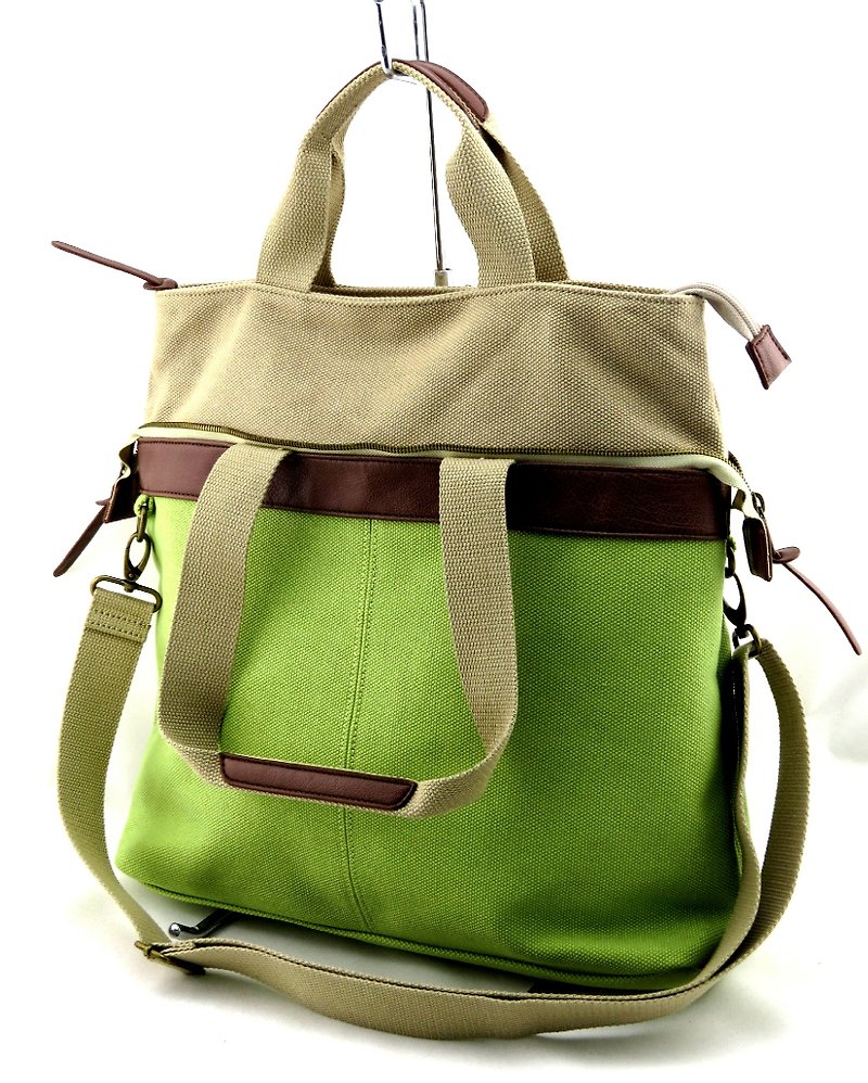 22 IPADバッグによってキャンバス2  - オプションの3色（緑/青/カーキ） - トート・ハンドバッグ - その他の素材 グリーン