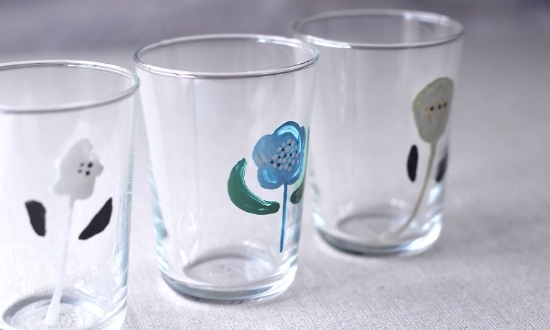 Little blue flower § glass cup - Teapots & Teacups - Glass Blue