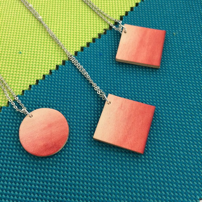 cottontail // handpainted ombre geometric leather necklace - Necklaces - Genuine Leather Red
