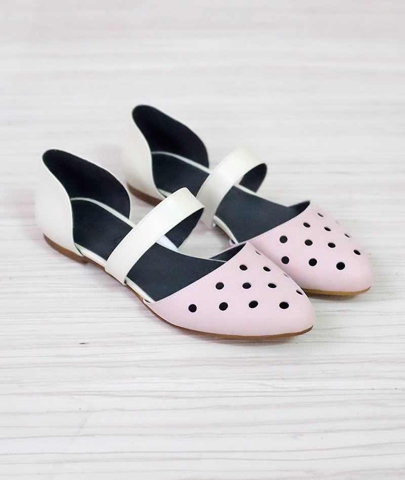 ZERO Yard-[Fantasy Party] Elastic Belt Flat Sandals_Strawberry Milkshake(23) - Sandals - Genuine Leather Pink