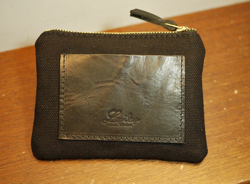 Universal bag series-black sail leather - กระเป๋าใส่เหรียญ - ผ้าฝ้าย/ผ้าลินิน สีดำ