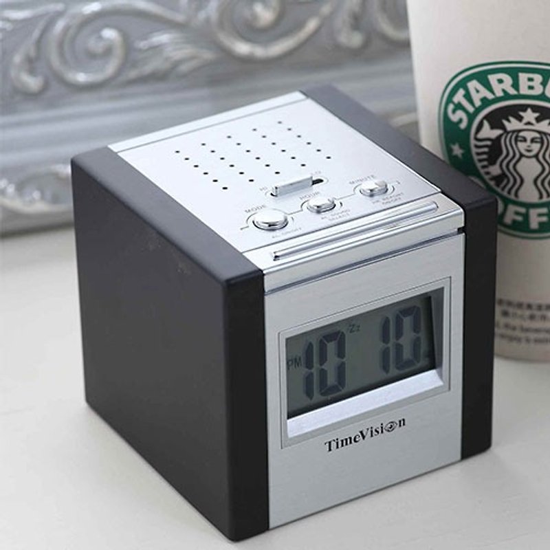【Time Vision】Square electronic alarm clock - นาฬิกา - พลาสติก สีเทา