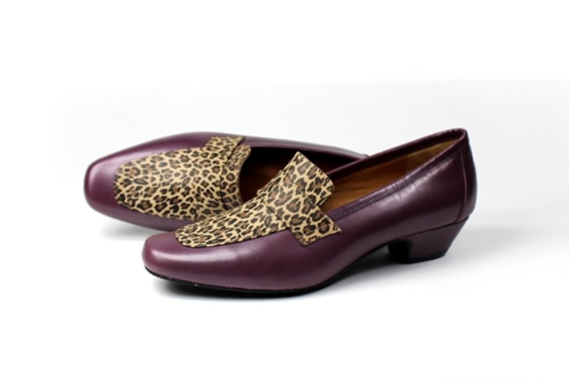 Simple purple shoes square │ - Women's Casual Shoes - Genuine Leather Purple