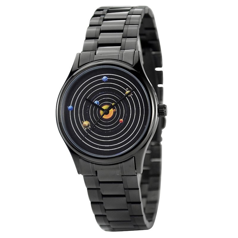 Solar System Watch Solid Stainless Steel Band - นาฬิกาผู้หญิง - โลหะ สีดำ