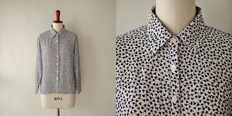 Banana Flyin' 日本復古著 白色銀杏 女孩長袖襯衫 - Women's Shirts - Other Materials White