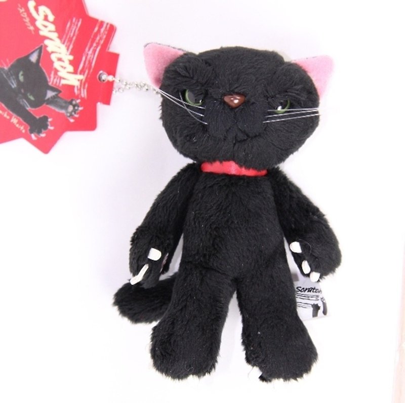SCRATCH, Japanese Scratching Cat Fluffy Doll Charm_Black (13cm) PP (SC1309203) - อื่นๆ - วัสดุอื่นๆ สีดำ