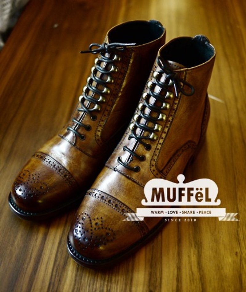 Pre-order: the Italian classic rub brown leather boots - the 25th month in a truncated single - รองเท้าบูทสั้นผู้หญิง - วัสดุอื่นๆ สีนำ้ตาล