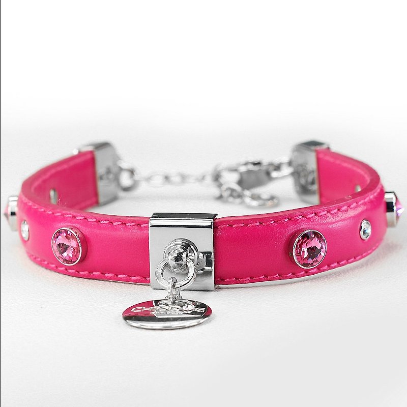 [Dual purpose] colorful leather leather collar ((send lettering)) - Collars & Leashes - Genuine Leather Pink