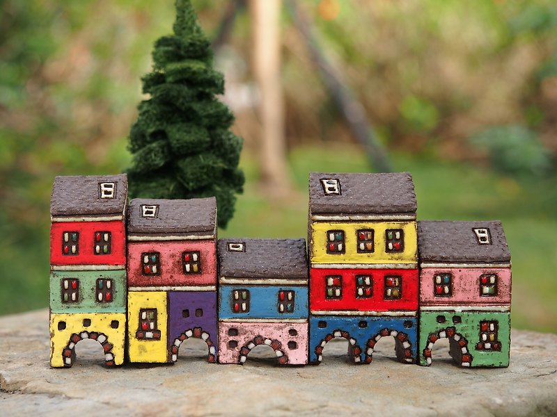 [Painting village Colorful Village] - hand-painted fairy Thao house - red and white arches five merger and acquisition - Items for Display - Other Materials 