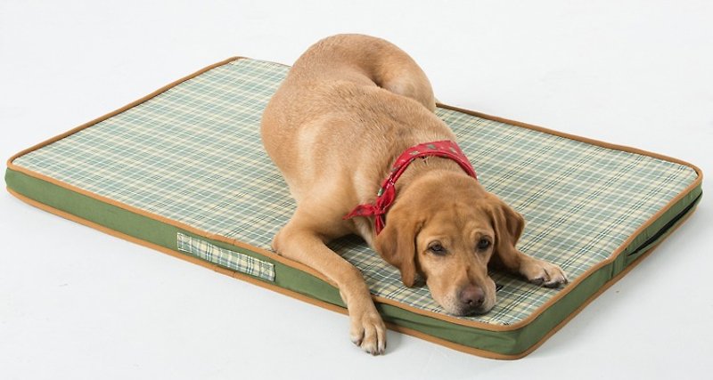 《Lifeapp》寵物緩壓睡墊L (綠格紋) 適用大型犬、長期照護、高齡犬110*70*5 - 寵物床 - 其他材質 綠色