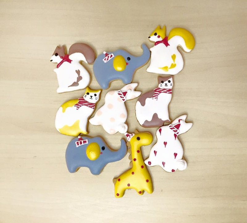 Little Animal Party Combination Icing Cookies by An Studio - คุกกี้ - อาหารสด หลากหลายสี