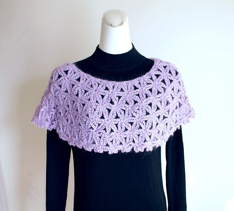輕柔保暖小斗篷(紫) - 毛衣/針織衫 - 羊毛 紫色