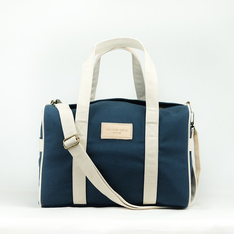 經典旅行包-深藍色 - 後背包/書包 - 棉．麻 藍色