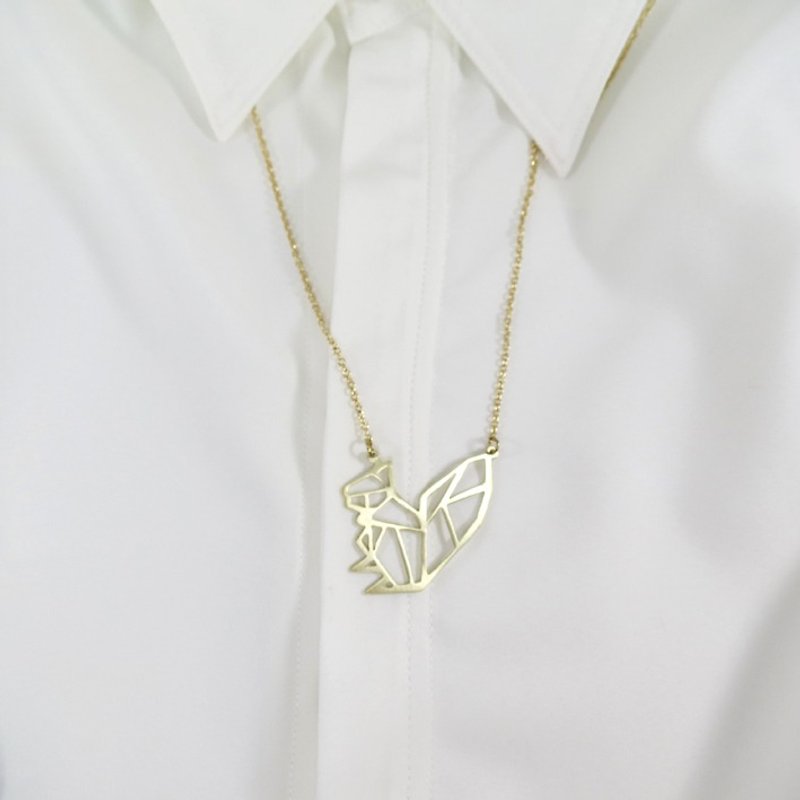 Squrrel geometric necklace - 項鍊 - 其他金屬 橘色