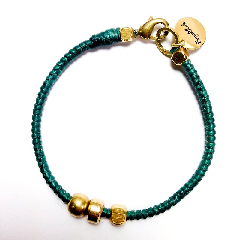 Midsummer Serenade. ◆ Sugar Nok ◆ Simple series of Bronze wire bracelet Wax - สร้อยข้อมือ - ขี้ผึ้ง สีเขียว