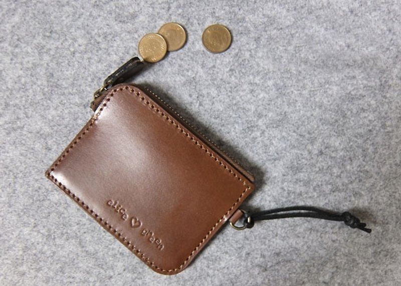 真皮極簡小用‧零錢包加寬版 可放悠遊卡 深木色 - 零錢包/小錢包 - 真皮 多色