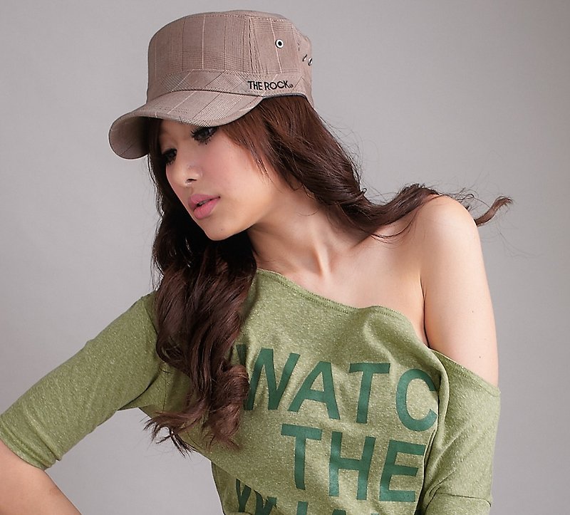 TWC@ Patented Personalized Trendy Military Cap [WT Washed Check Pattern] - Hats & Caps - Other Materials Gray