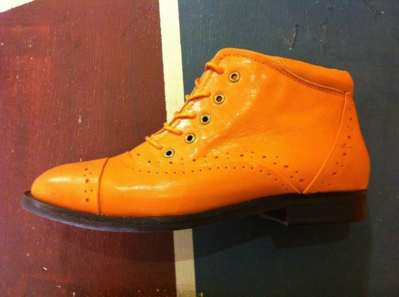橘起來  小短靴 - 女款牛津鞋 - 真皮 橘色