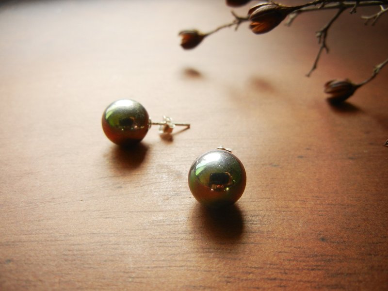 *coucoubird*black pearl 925 Silver earrings - ต่างหู - เครื่องเพชรพลอย สีเทา