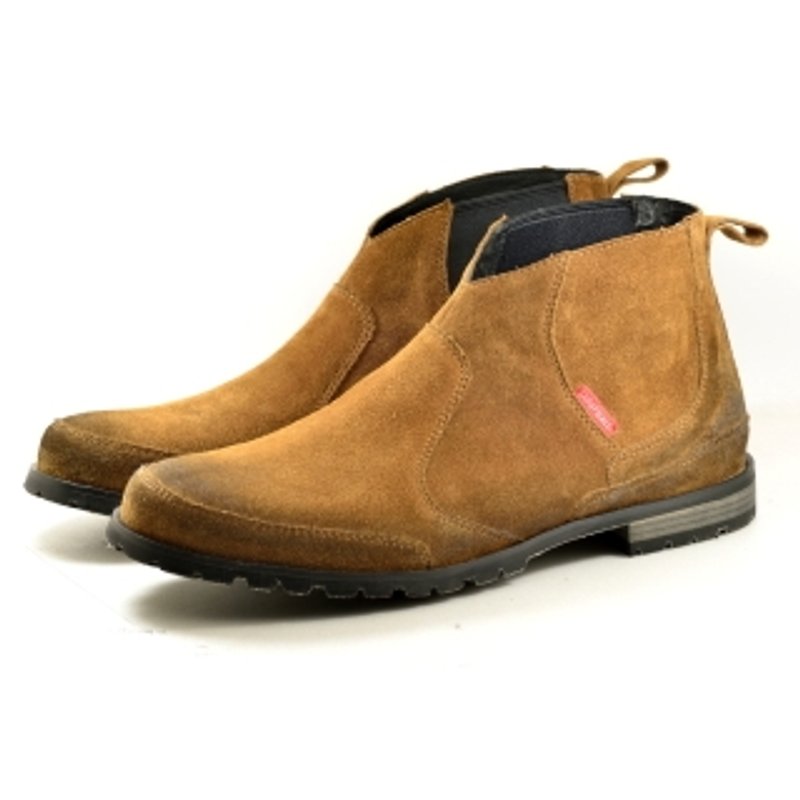 [Dogyball] Apache elastic band huerxi short boots brown "ECO green shoes" - รองเท้าบูธผู้ชาย - หนังแท้ สีนำ้ตาล