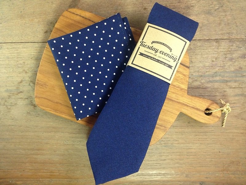 Neck Tie Blue Osaka Set #1 - Ties & Tie Clips - Other Materials Blue