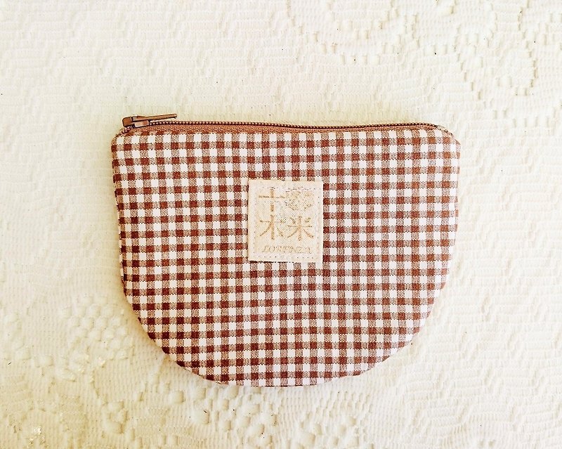 [Ten meters of wood. Lorenza] Plaid half coffee cake Purse / Bag Small Things - Coin Purses - Other Materials Brown
