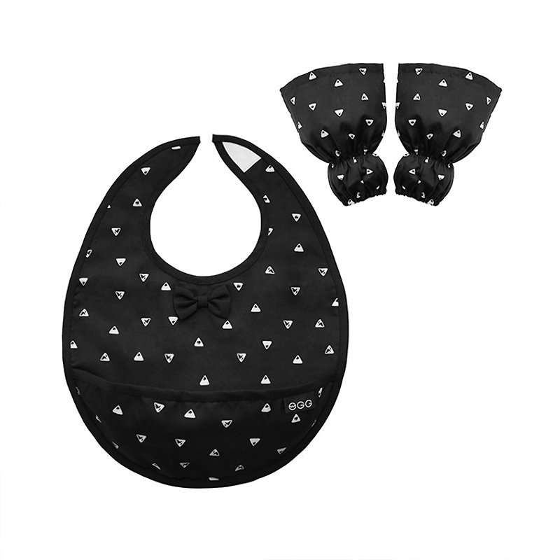 Bow-Tie baby bib sleeves set, Baby Shower Gift, Waterproof bib, Triangles - Bibs - Waterproof Material Black