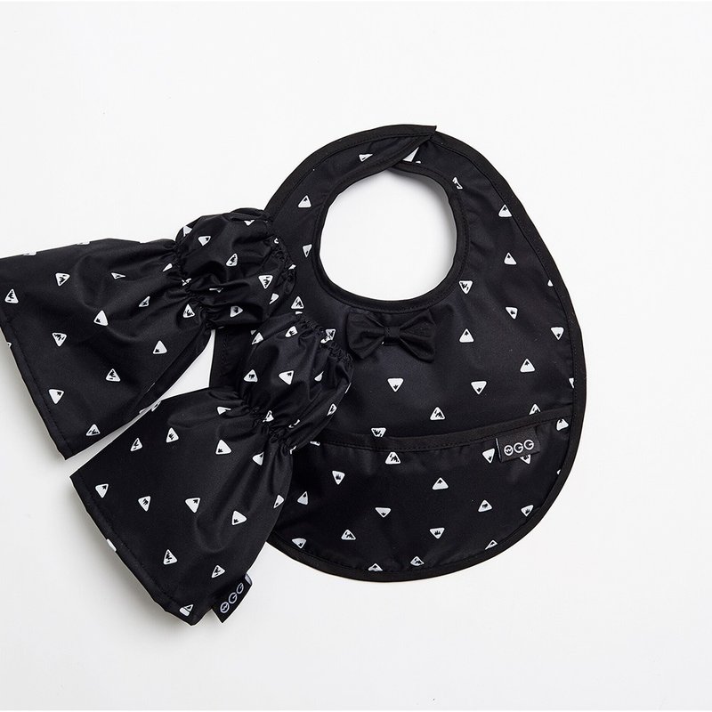 防水圍兜袖套組 | 排排山丘 - 口水肩/圍兜 - 防水材質 黑色