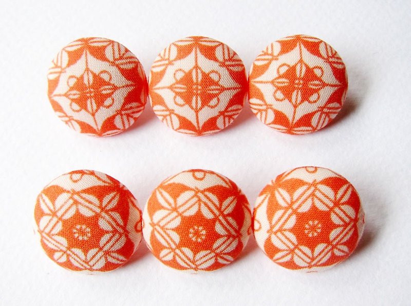 Cloth buttons Knitting and sewing handmade materials Orange flower porcelain DIY materials - Knitting, Embroidery, Felted Wool & Sewing - Cotton & Hemp Orange