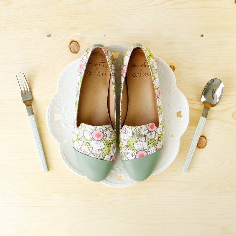 ----------Shoes Party----------草莓泡泡糖斜拼接歐貝拉/女鞋/手工訂製/日本布料 - 女休閒鞋/帆布鞋 - 其他材質 