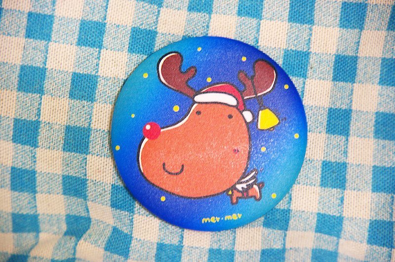 Christmas little elk badge/magnet - Badges & Pins - Other Metals Blue
