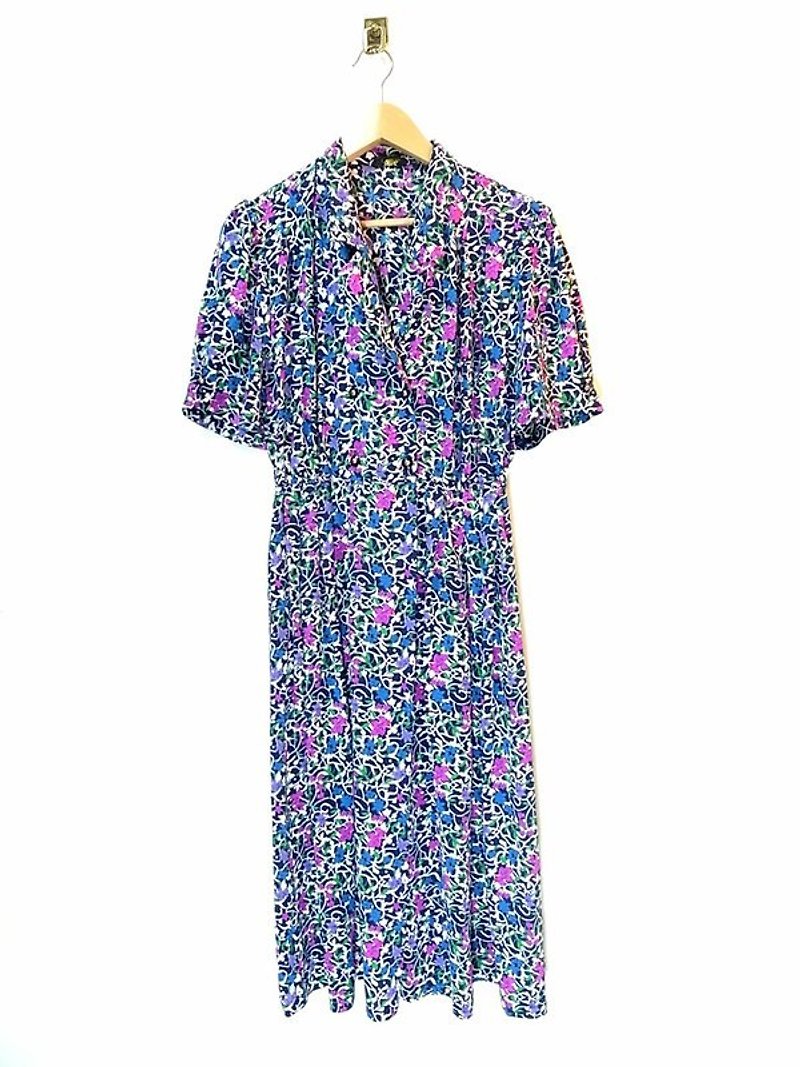 Vine violet white dress shirt collar vintage PdB - One Piece Dresses - Other Materials Blue