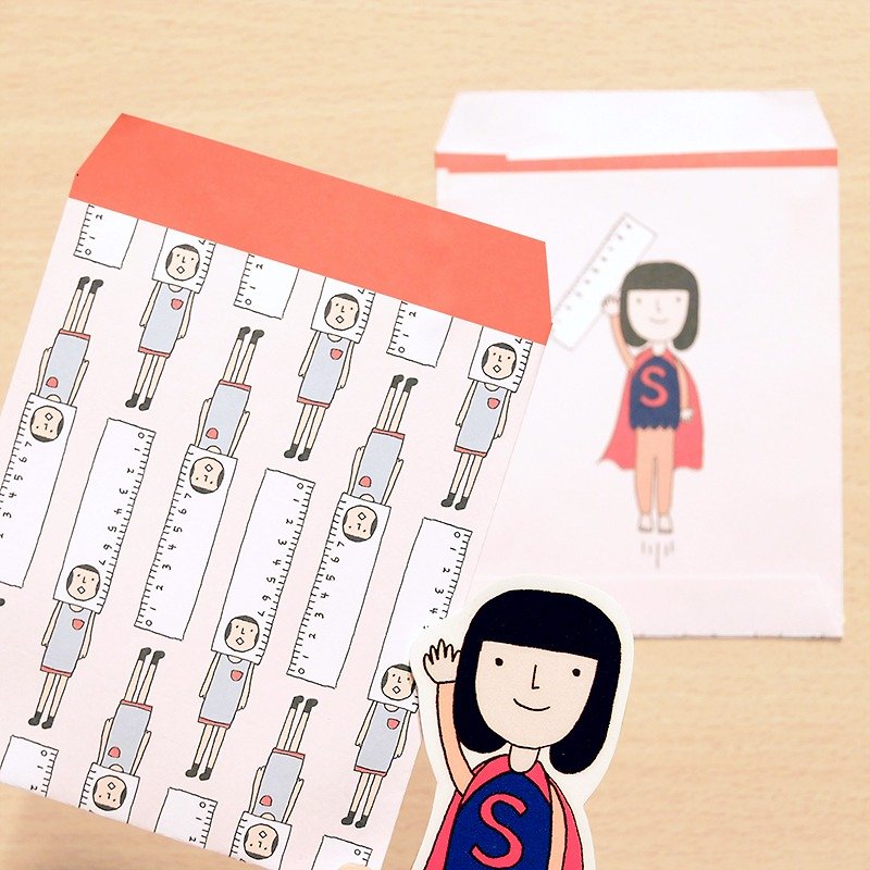 Ruler Girl / Small Paper Bag - Envelopes & Letter Paper - Paper Pink