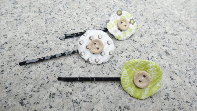 圓圓髮夾 - 綠葉組 - 髮夾/鯊魚夾 - 其他材質 綠色