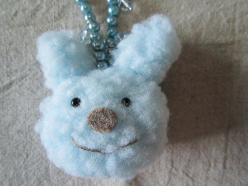 粉藍邦尼兔包包吊飾／鑰匙圈 - 吊飾 - 其他材質 
