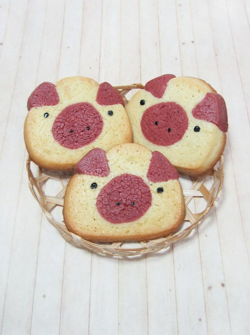 JMI Handmade Bakery Pink Pig Shaped Handmade Biscuits (10 pieces in 5 packets) - Handmade Cookies - Fresh Ingredients Pink