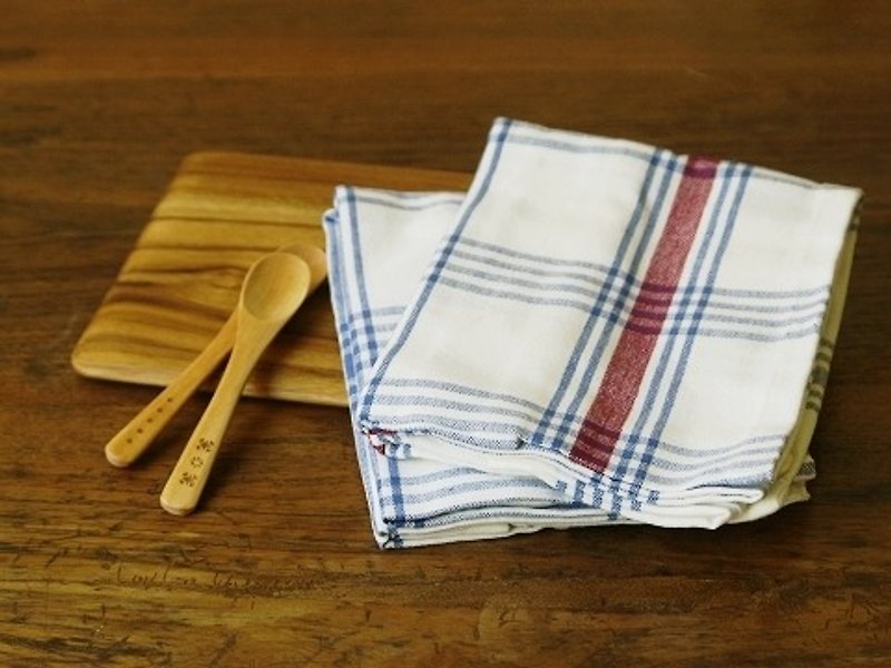 印度製純棉 歐洲風條紋裝飾純棉抹布 27白底/紅與藍條紋 - 其他 - 棉．麻 白色