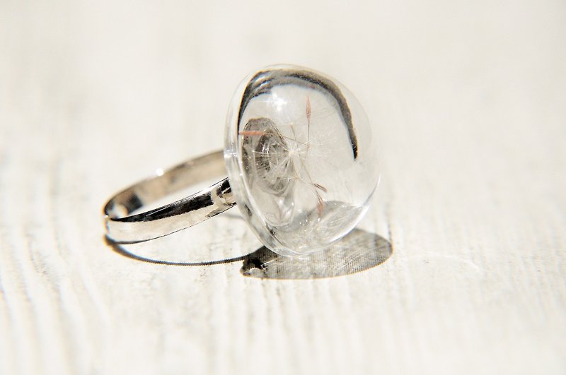 Glass General Rings White - / Forest Girl / English Dry Flower Transparent Glass Ball Ring-Dandelion Small Forest