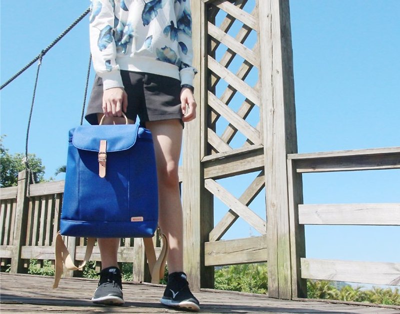 KOPER [Small Fresh] Vitality Thick Bag - Navy Blue (Made in Taiwan) - กระเป๋าเป้สะพายหลัง - วัสดุอื่นๆ สีน้ำเงิน
