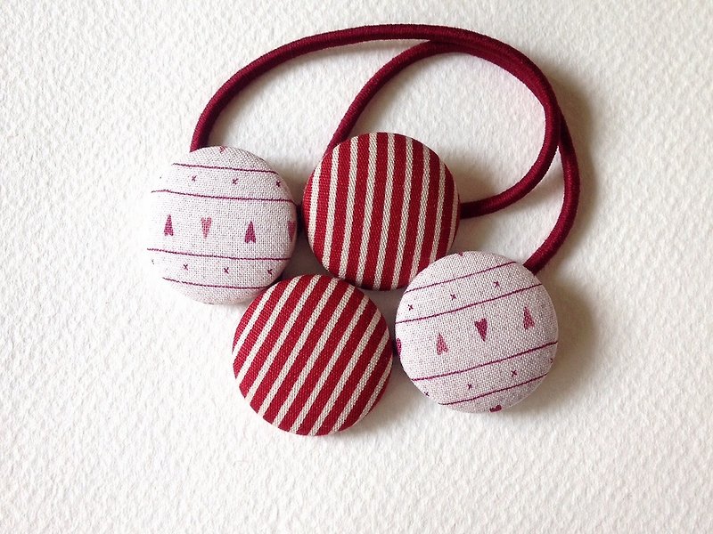 Hm2. Caring & Straight. Double buckle hair bundle - Hair Accessories - Cotton & Hemp Red