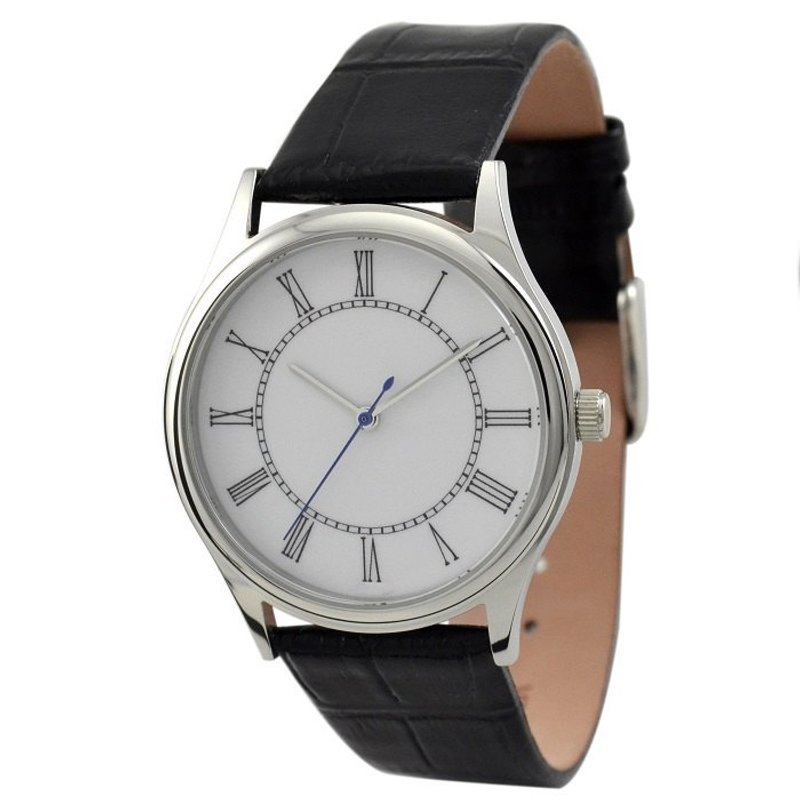 Elegance Watch with Roman Figure - นาฬิกาผู้ชาย - โลหะ ขาว