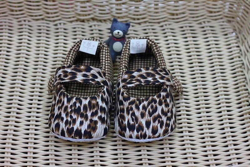 Coffee Leopard Toddler Shoes - รองเท้าเด็ก - ผ้าฝ้าย/ผ้าลินิน สีนำ้ตาล