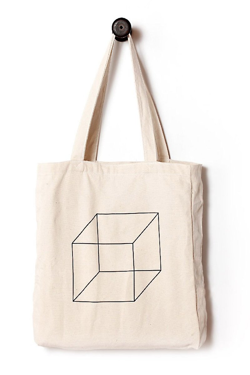 [Perspective cube] rational point line _ tote bag / bags / shopping bag / canvas bag / gift / shoulder / hand / Daily bag / - Messenger Bags & Sling Bags - Cotton & Hemp 