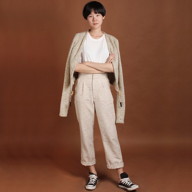 MaodiuL original design vintage sense autumn and winter retro Linen trousers - กางเกงขายาว - ผ้าฝ้าย/ผ้าลินิน หลากหลายสี